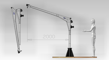 Carbon davit model FEM Flamingo 2000 with e; reach 2000; SWL 150 Kg
